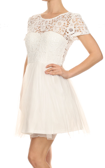 Off White short lace tulle dress perfect for Bridal shower Frugal Mughal Off White short lace tulle dress perfect for Bridal shower Frugal Mughal