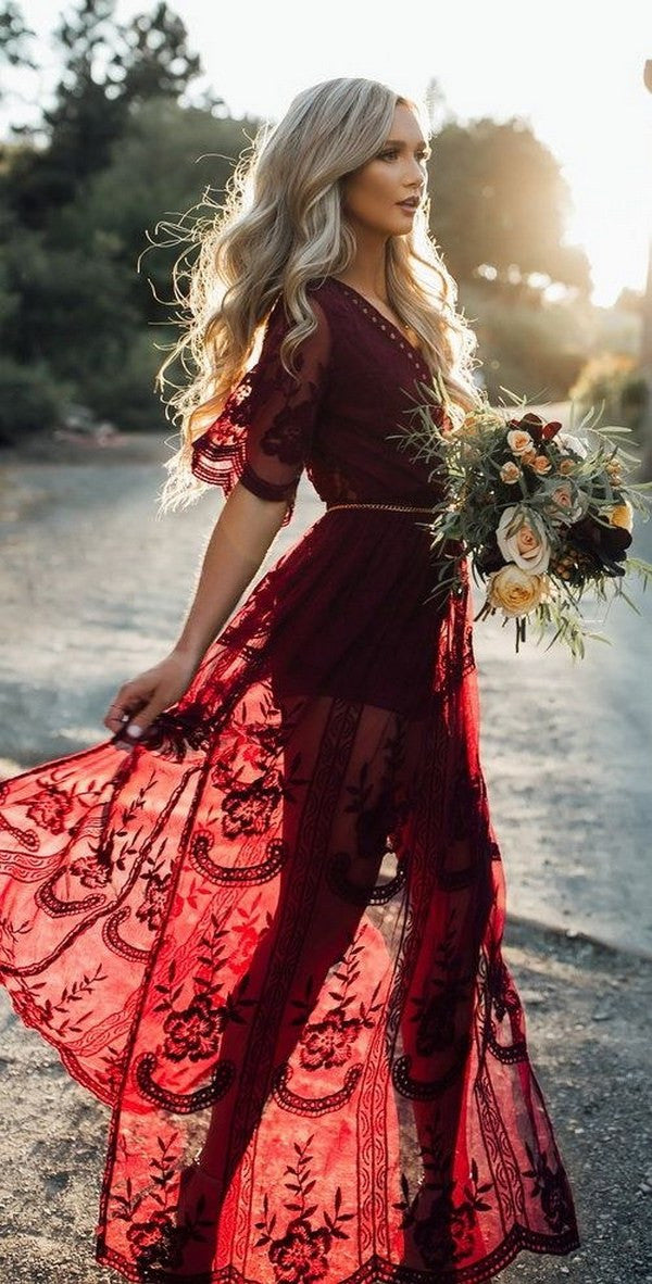 2017 Fall Fashion Lace high slit Romper Maxi Unique Bridesmaid Dress –  Frugal Mughal