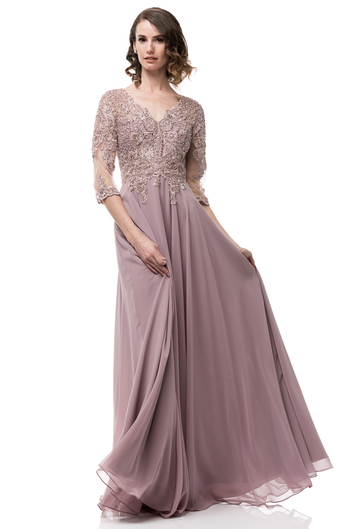 Floor Length Fantasy A-Line Chiffon Lace Mauve Mother of the Bride Gro Frugal Mughal Floor Length Fantasy A-Line Chiffon Lace Mauve Mother of the Bride Gro Frugal Mughal