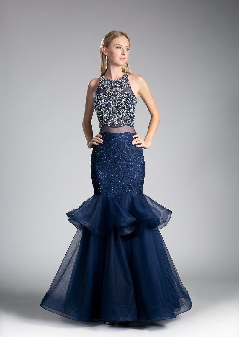 2018 Navy Mermaid illusion beaded Trumpet Prom Dress Evening Gown Frugal Mughal 2018 Navy Mermaid illusion beaded Trumpet Prom Dress Evening Gown Frugal Mughal