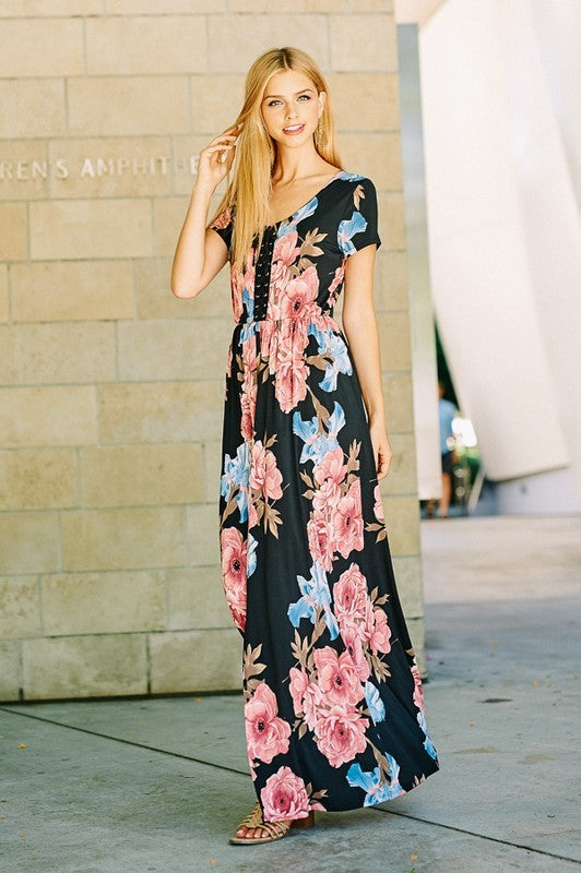 Glamorous Floral Print Romper Maxi Dress