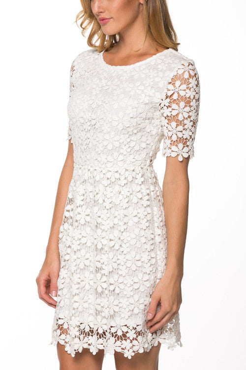 Ivory Crochet Lace Dress Wedding, Bridal Shower Dress Frugal Mughal Ivory Crochet Lace Dress Wedding, Bridal Shower Dress Frugal Mughal