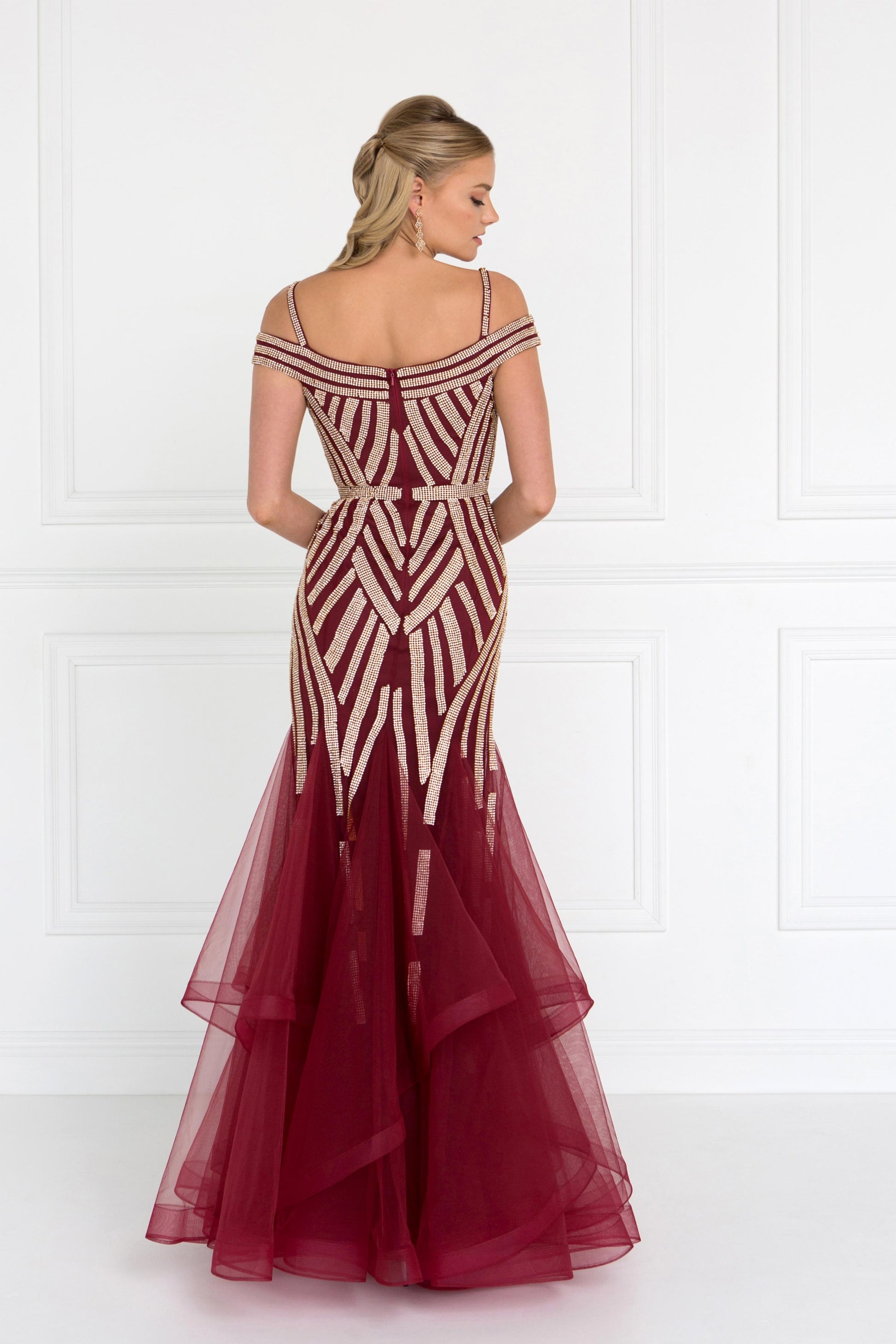 Burgundy Tulle off shoulder trumpet long mermaid Prom Dress Frugal Mughal Burgundy Tulle off shoulder trumpet long mermaid Prom Dress Frugal Mughal