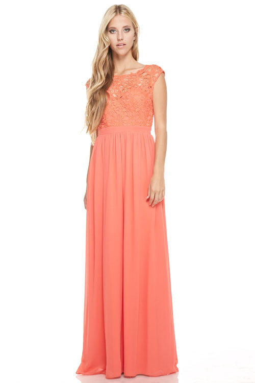 Affordable Crochet Chiffon long Bridesmaid dress Navy, Coral, Grey, Mint & Blush