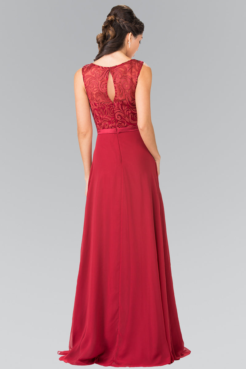 Floor Length Beauty Chiffon scoop neck long sleeveless Bridesmaid dress in 7 colors