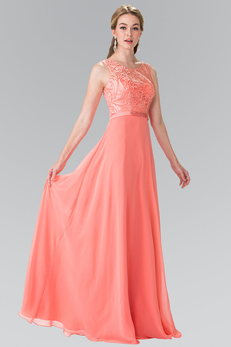 Floor Length Beauty Chiffon scoop neck long sleeveless Bridesmaid dress in 7 colors