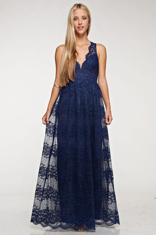Affordable Floor Lace Length Bridesmaid Dress Navy and Blush – Frugal Mughal