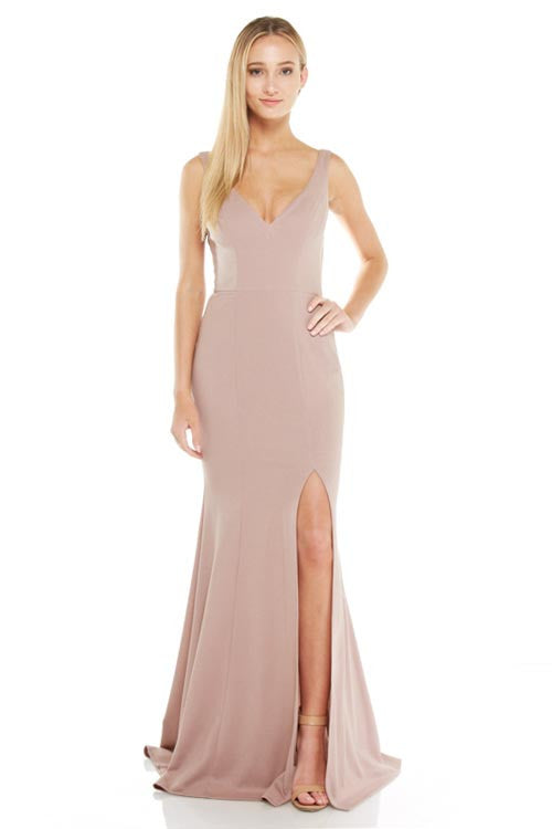 Affordable floor length mermaid bridesmaid prom dress Rosé evening gown 3 colors