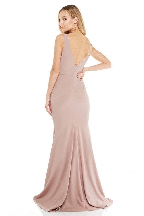 Affordable floor length mermaid bridesmaid prom dress Rosé evening gown 3 colors