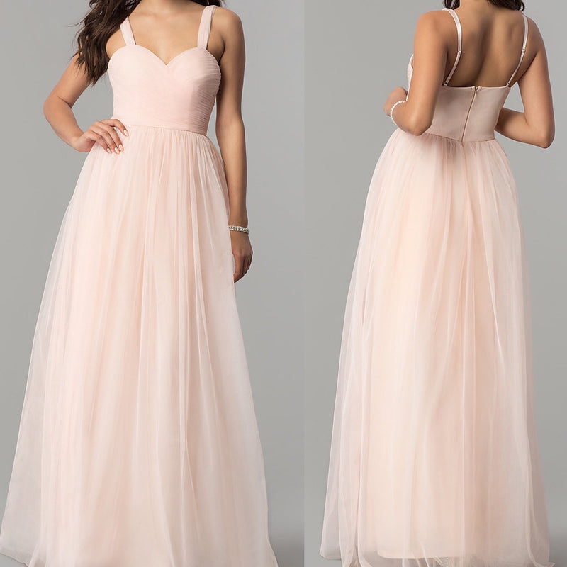 blush long Bridesmaid Dress