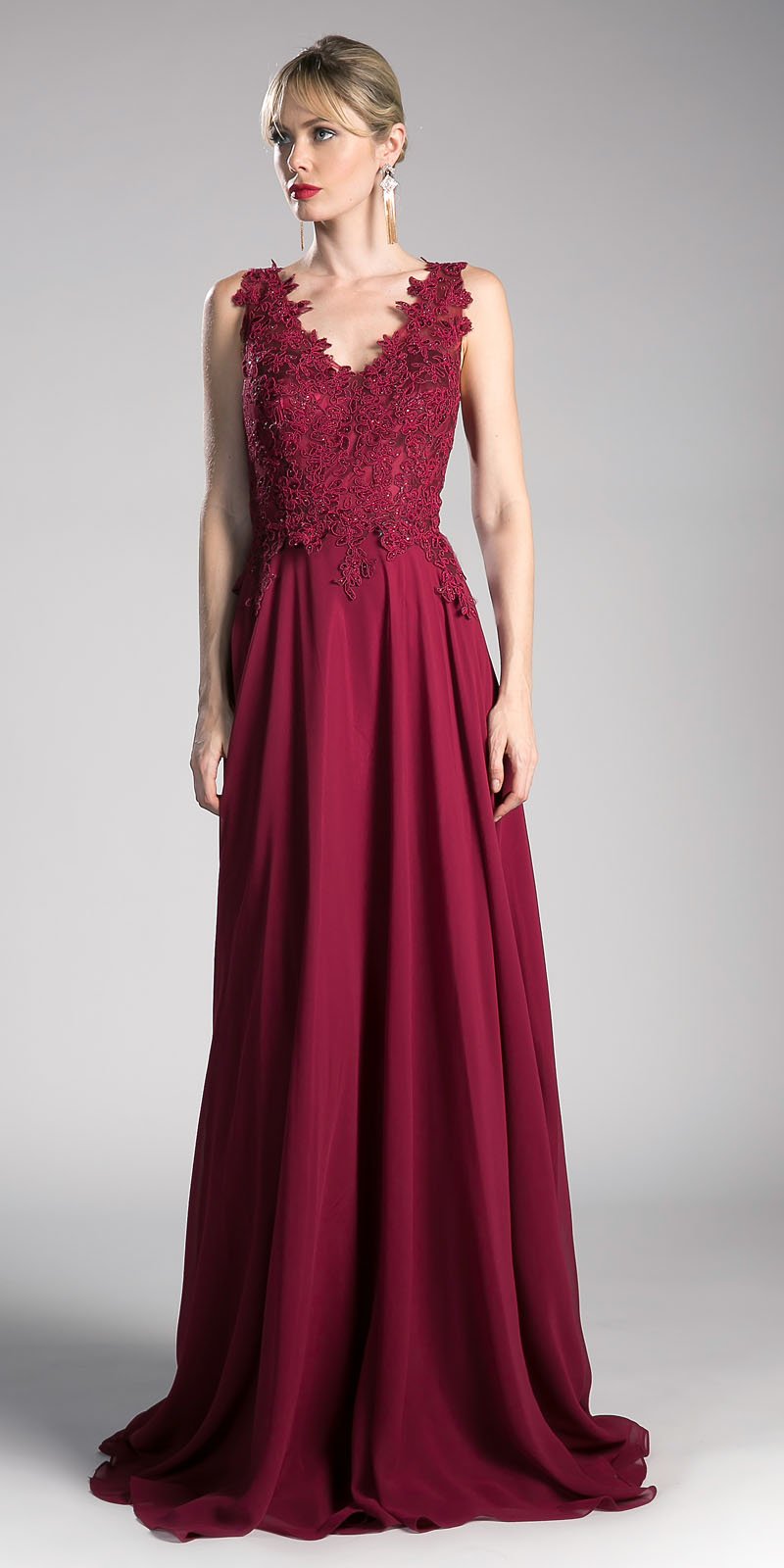 Burgundy long bridesmaid Dress