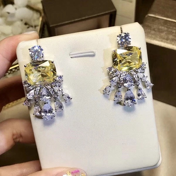 Yellow diamond Wedding Earrings