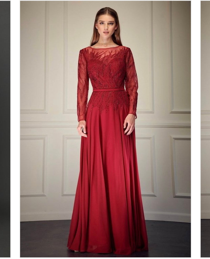Burgundy mother of the bride dress