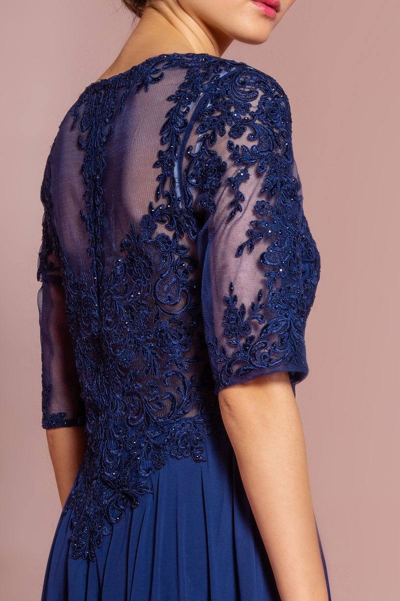 Mauve 3/4 Sleeves mother of the bride or groom evening gown long maxi dress