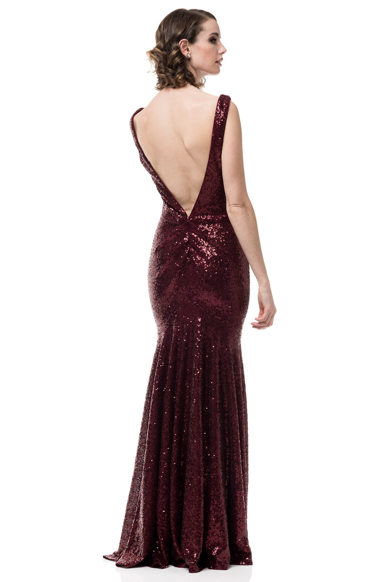 Wine sequin dress