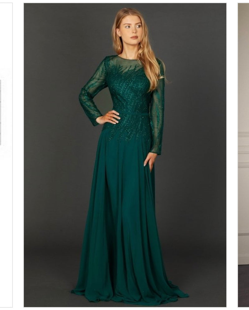 Green mother of the bride dress