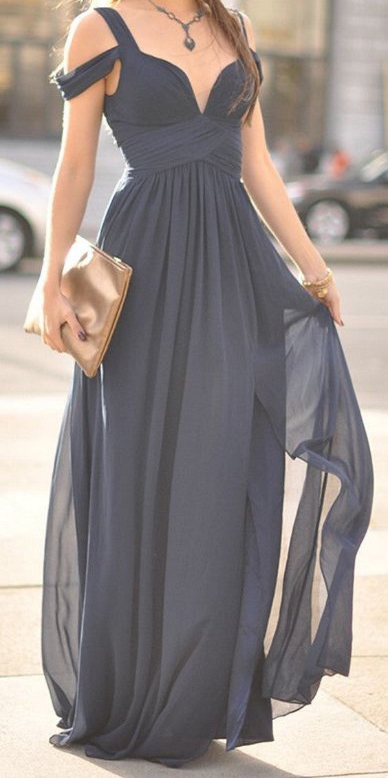 Off Shoulder Chiffon long and short Bridesmaid Dress Homecoming Dress