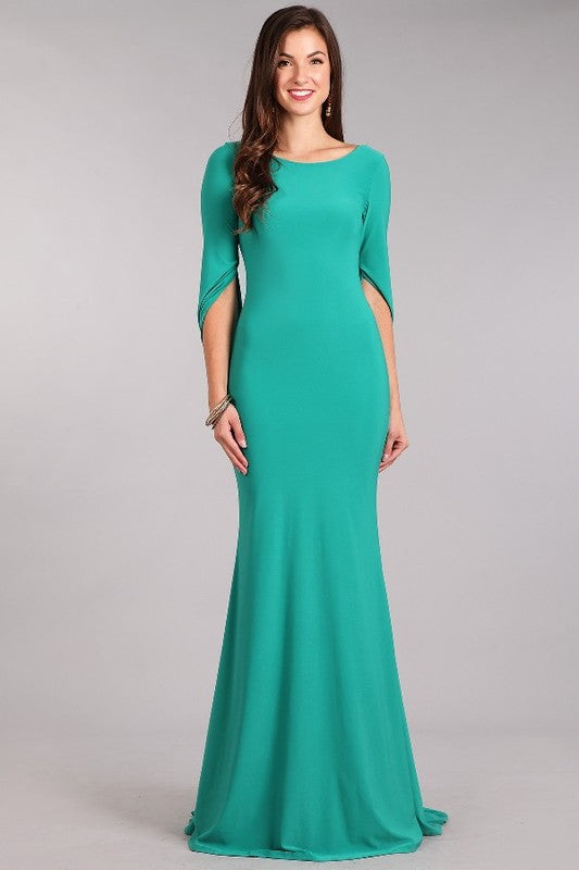 Floor Length Arial Mermaid long Green Draped Elegant Bridesmaid Dress