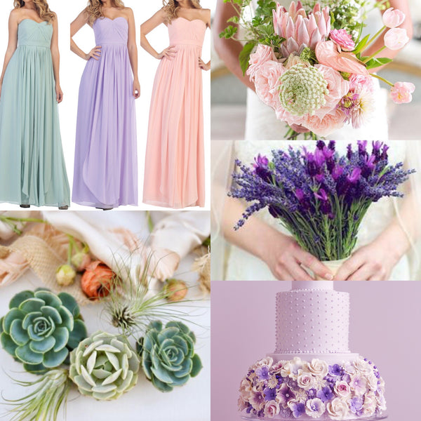 Sage, Lavender, Blush Long Bridesmaid Dresses