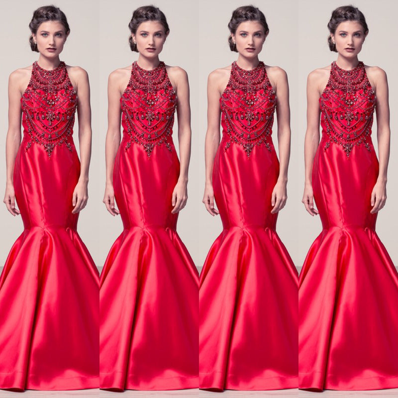 Baroque Red Carpet Wedding Engagement Dress Prom Mermaid Evening Gown