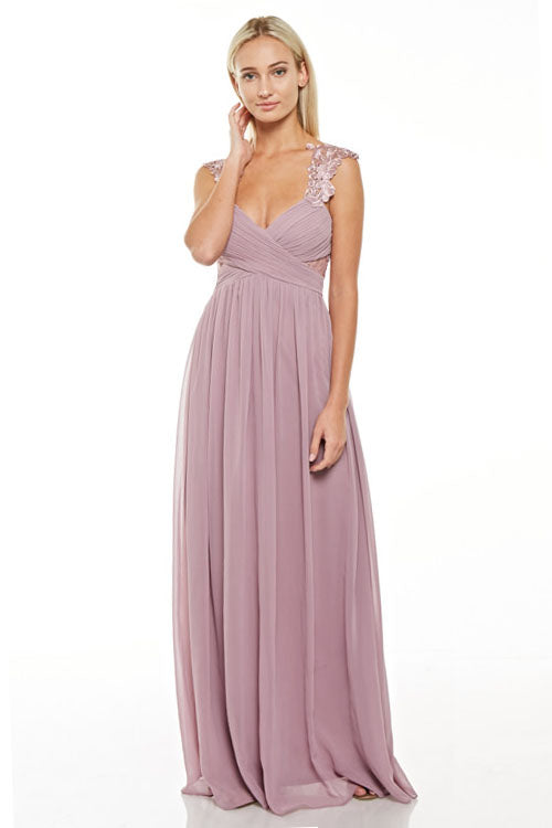 Medusa Empire Waist Chiffon Floor Length Evening Gown Bridesmaid Dress