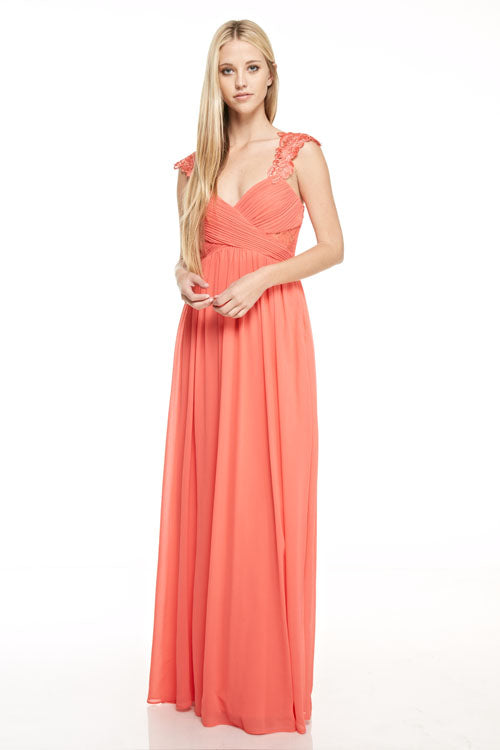 Medusa Empire Waist Chiffon Floor Length Evening Gown Bridesmaid Dress