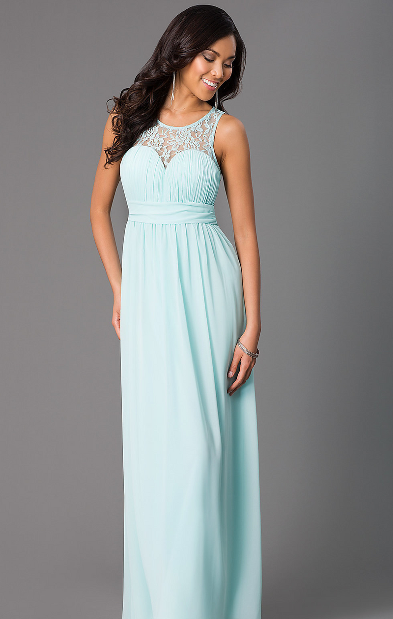 Affordable floor length chiffon Navy Bridesmaid Dress