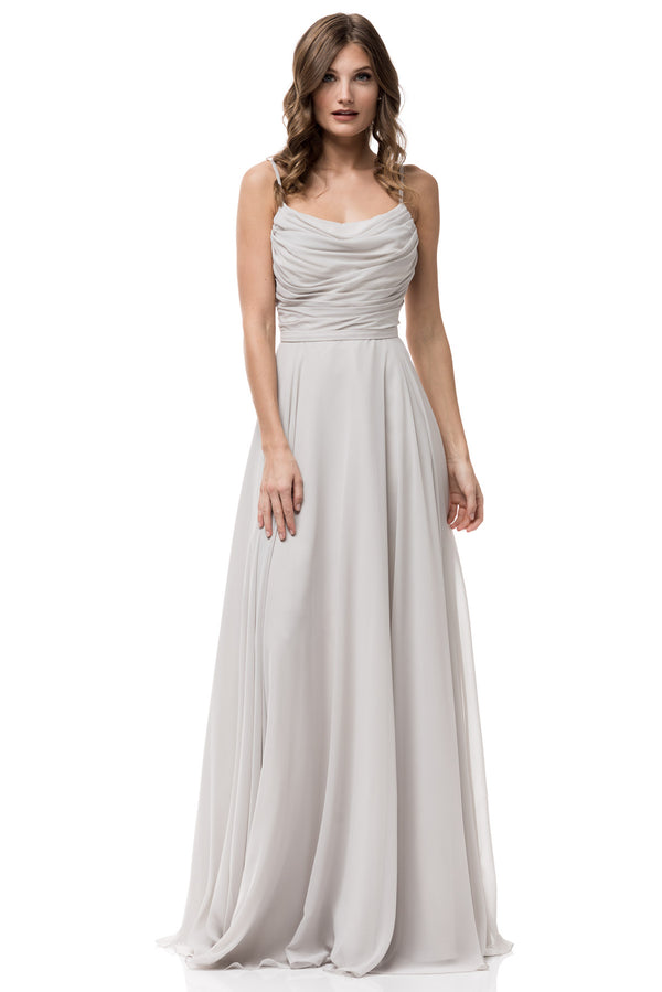 long light gray bridesmaid dress