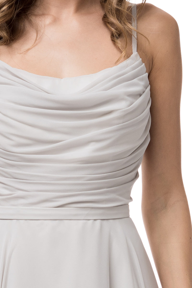Unique Floor Length chiffon Light Gray and Blush Long Evening Bridesmaid Dress