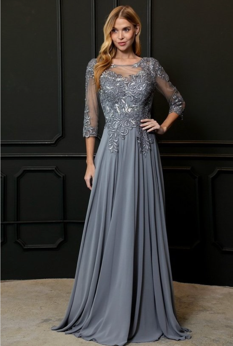 Buy Grey Embroidered Georgette Gown Dress Online at Rs.2499 | Libas