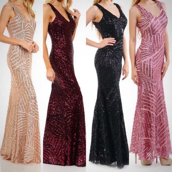 Floor length Affordable Cleopatra Gold Sequin Mermaid Bridesmaid Dress in 5 colors S - 4XL