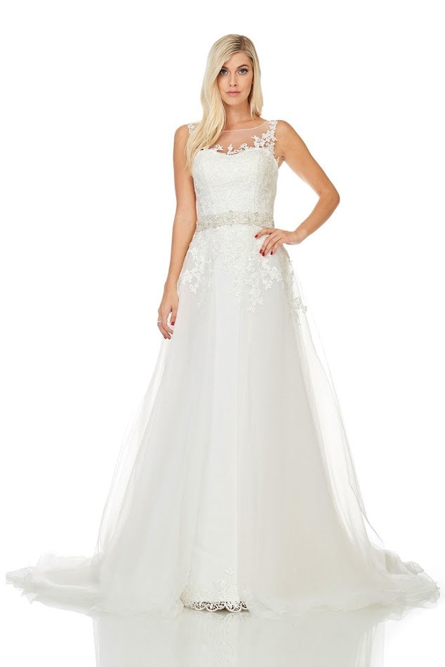 Designer Off White Wedding Dress Bridal Gown with detachable train