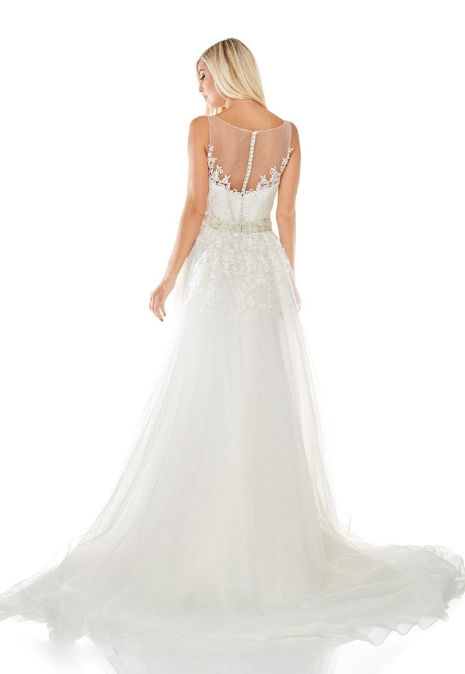 Designer Off White Wedding Dress Bridal Gown with detachable train