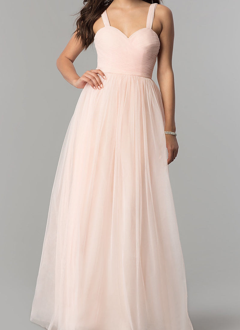 Affordable Vanity Floor length Tulle Bridesmaid dress in navy, Blush and Mauve