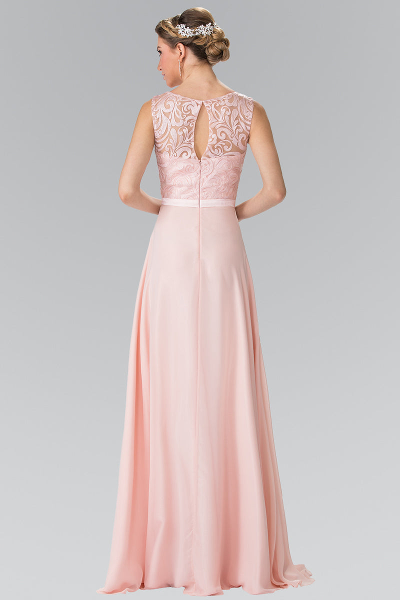 Floor Length Beauty Chiffon scoop neck long sleeveless Bridesmaid dress in 7 colors