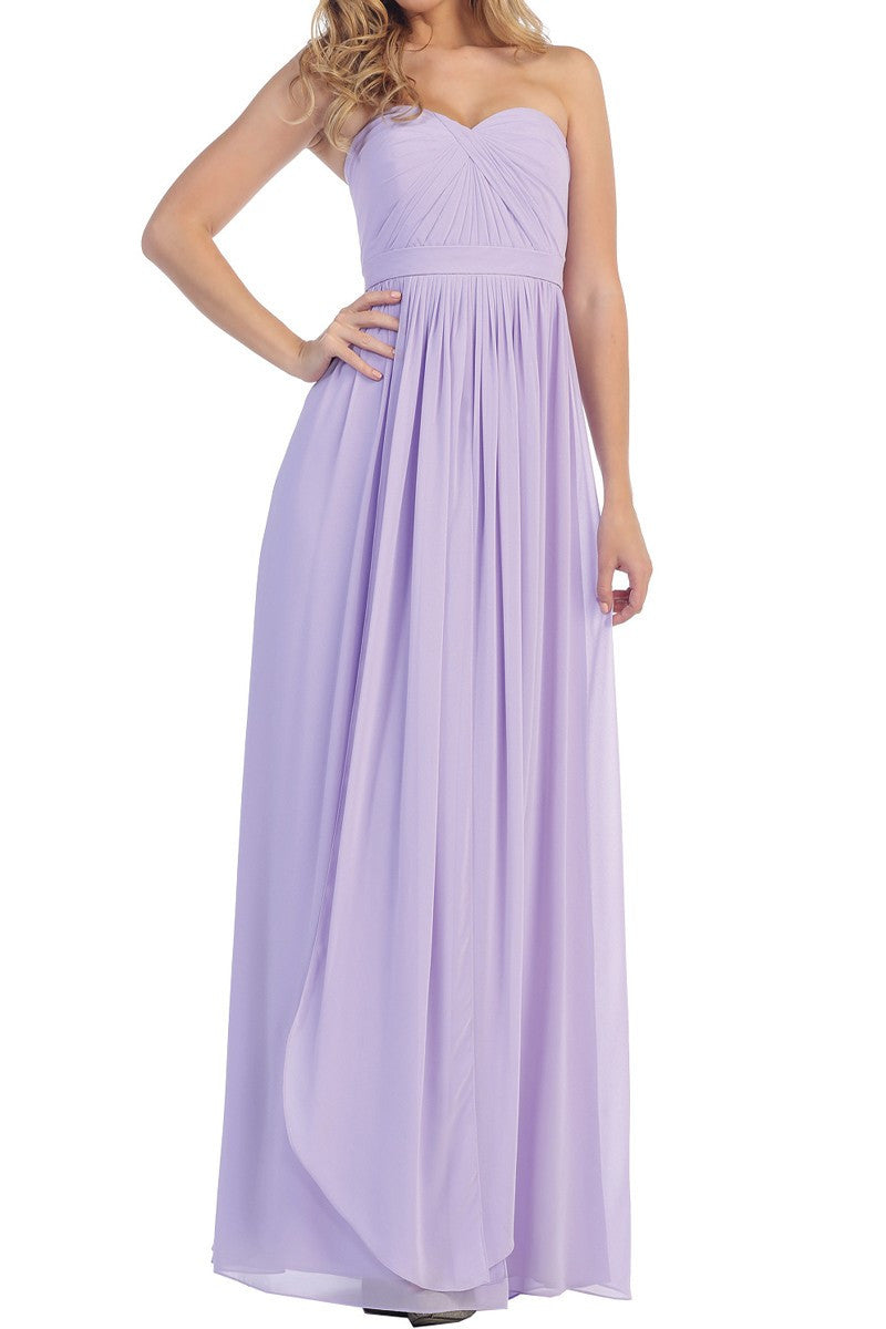 Affordable Long Chiffon Strapless Bridesmaid Dress Lavender, Sage, Blush