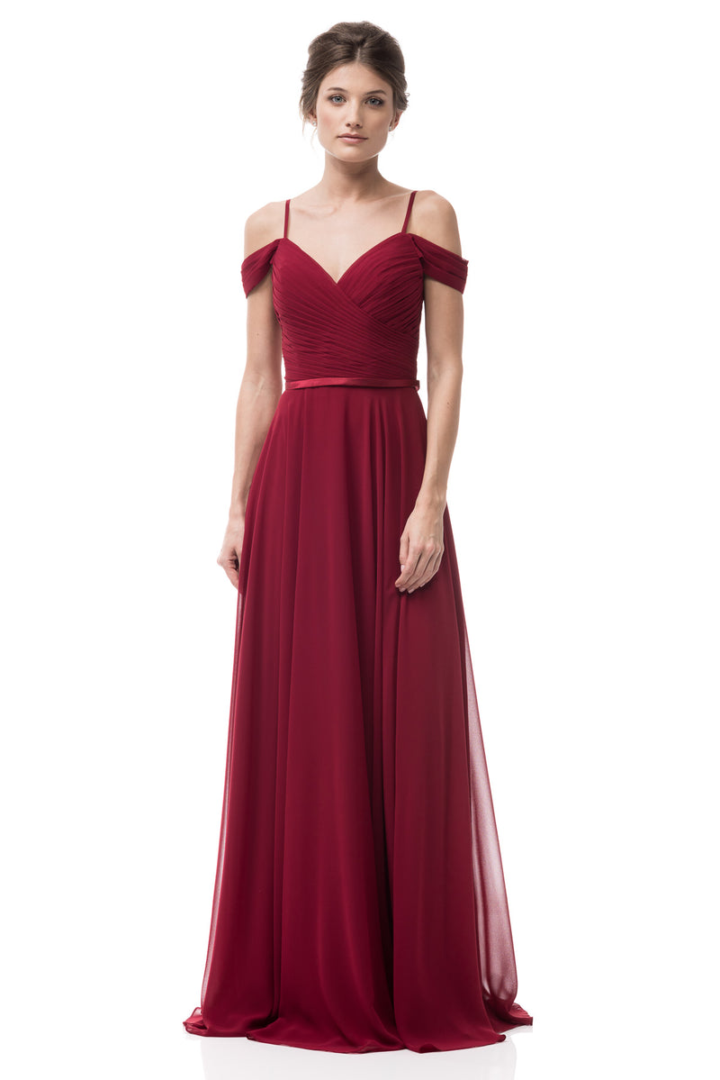 Burgundy Off the Shoulder Bridesmaid Dress