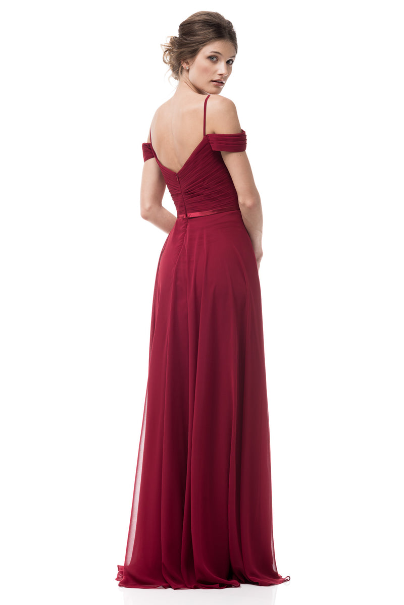 Chiffon A-line Don't give me a cold shoulder Long Bridesmaid dress in Navy and Burgundy