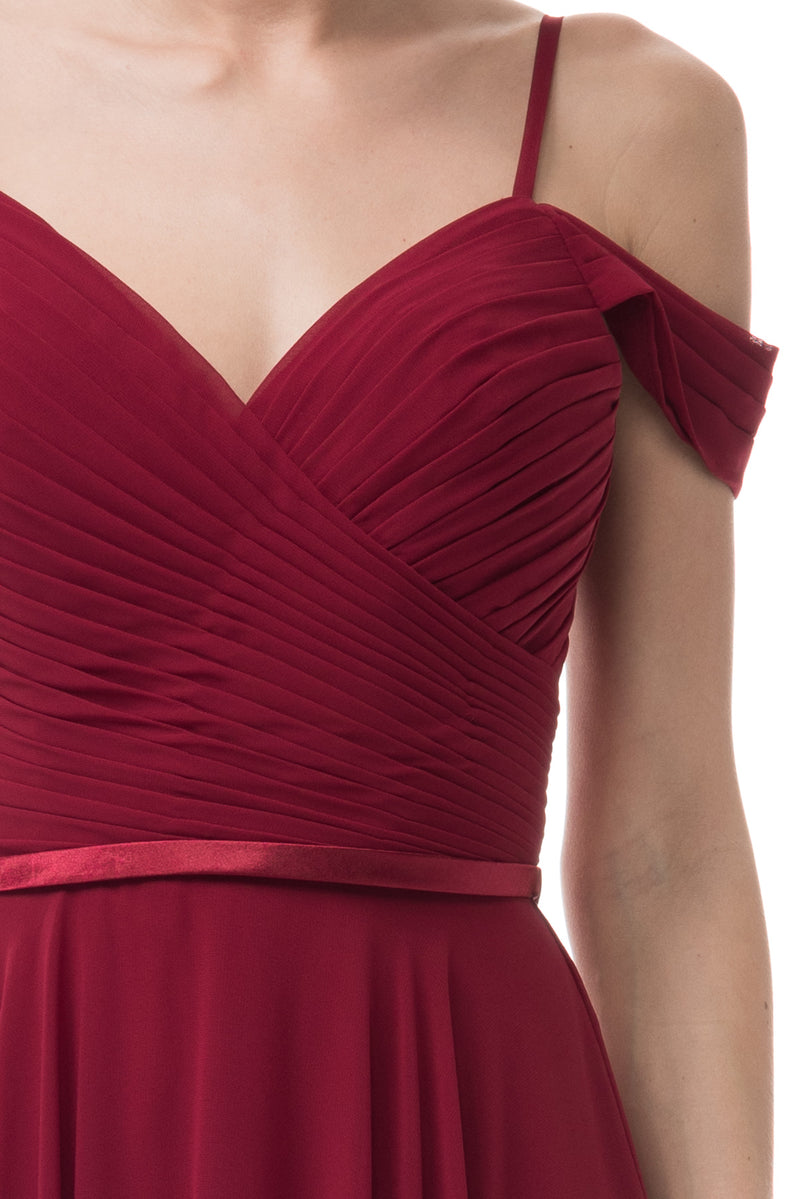 Chiffon A-line Don't give me a cold shoulder Long Bridesmaid dress in Navy and Burgundy