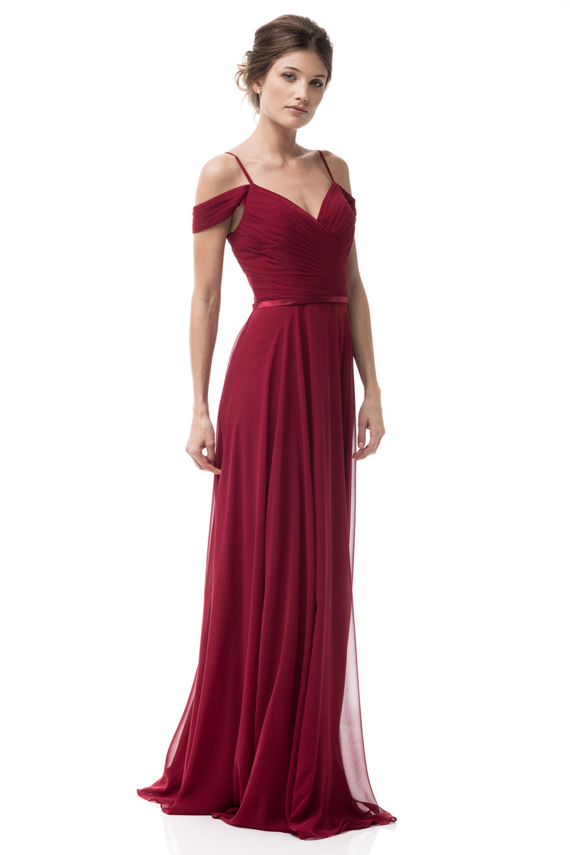 Chiffon A-line Don't give me a cold shoulder Long Bridesmaid dress in Navy and Burgundy