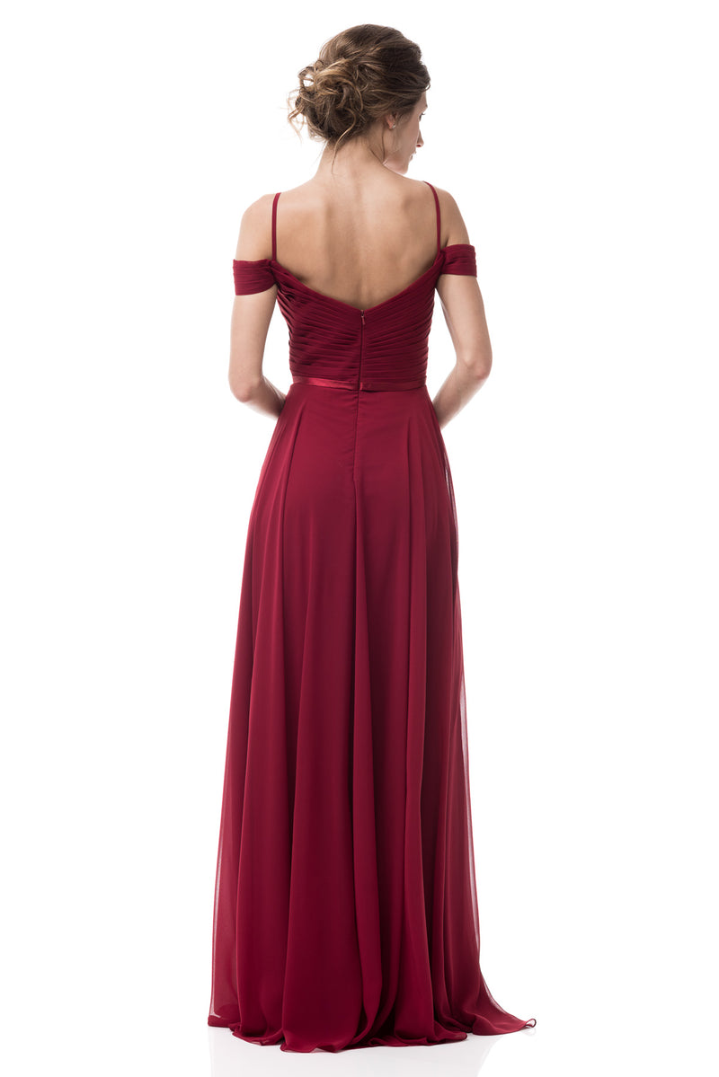 Chiffon A-line Don't give me a cold shoulder Long Bridesmaid dress in Navy and Burgundy
