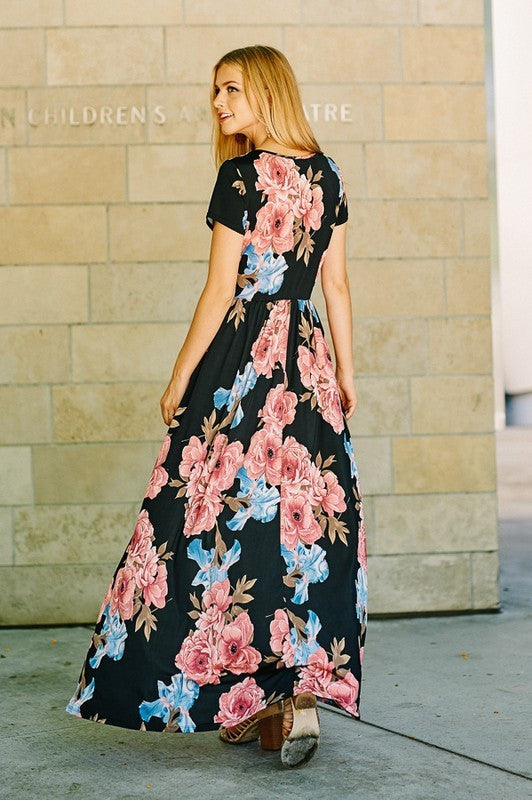 Glamorous Floral Print Romper Maxi Dress