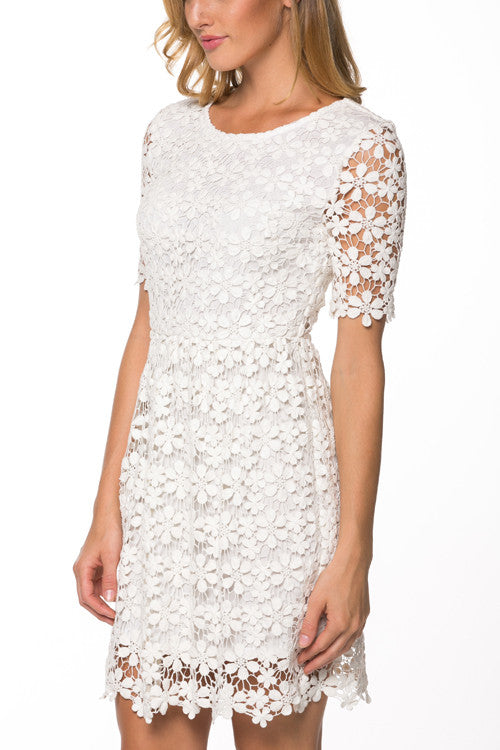 Ivory Crochet Lace Dress Wedding, Bridal Shower Dress