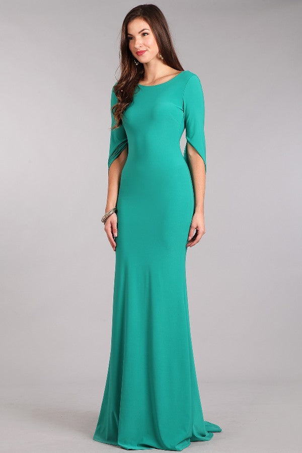 Floor Length Arial Mermaid long Green Draped Elegant Bridesmaid Dress
