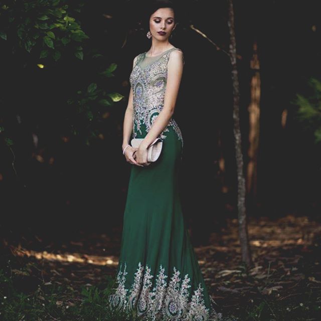 Green and Gold mermaid prom dress