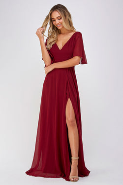 Burgundy Slit Maxi Dress