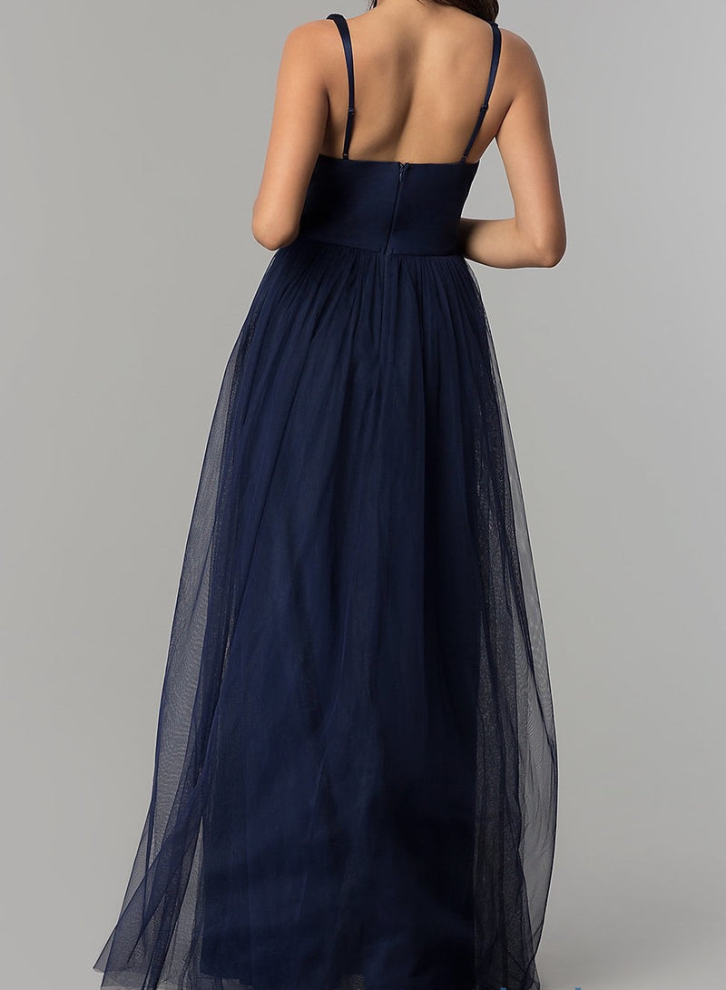 Affordable Vanity Floor length Tulle Bridesmaid dress in navy, Blush and Mauve