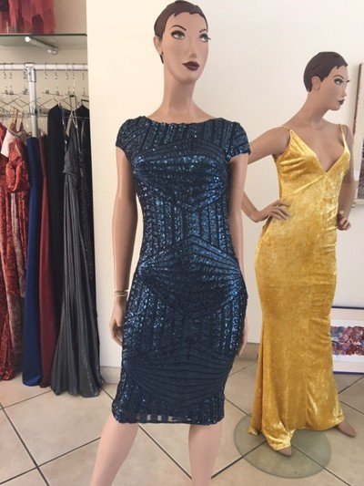 Pewter Geometrical Sequin Maxi Cocktail style Long and Short bridesmaid Dress in 3 colors