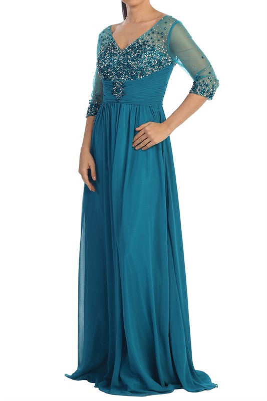 Teal wedding guest dress