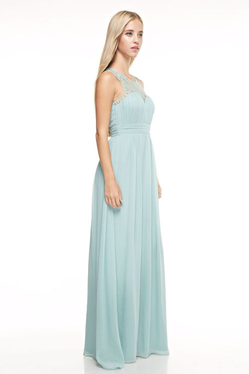 Affordable floor length chiffon Navy Bridesmaid Dress